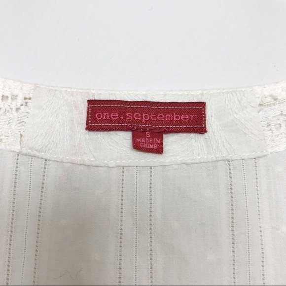 Anthro | One September Cream Top Dotted Swiss S - Picture 7 of 8